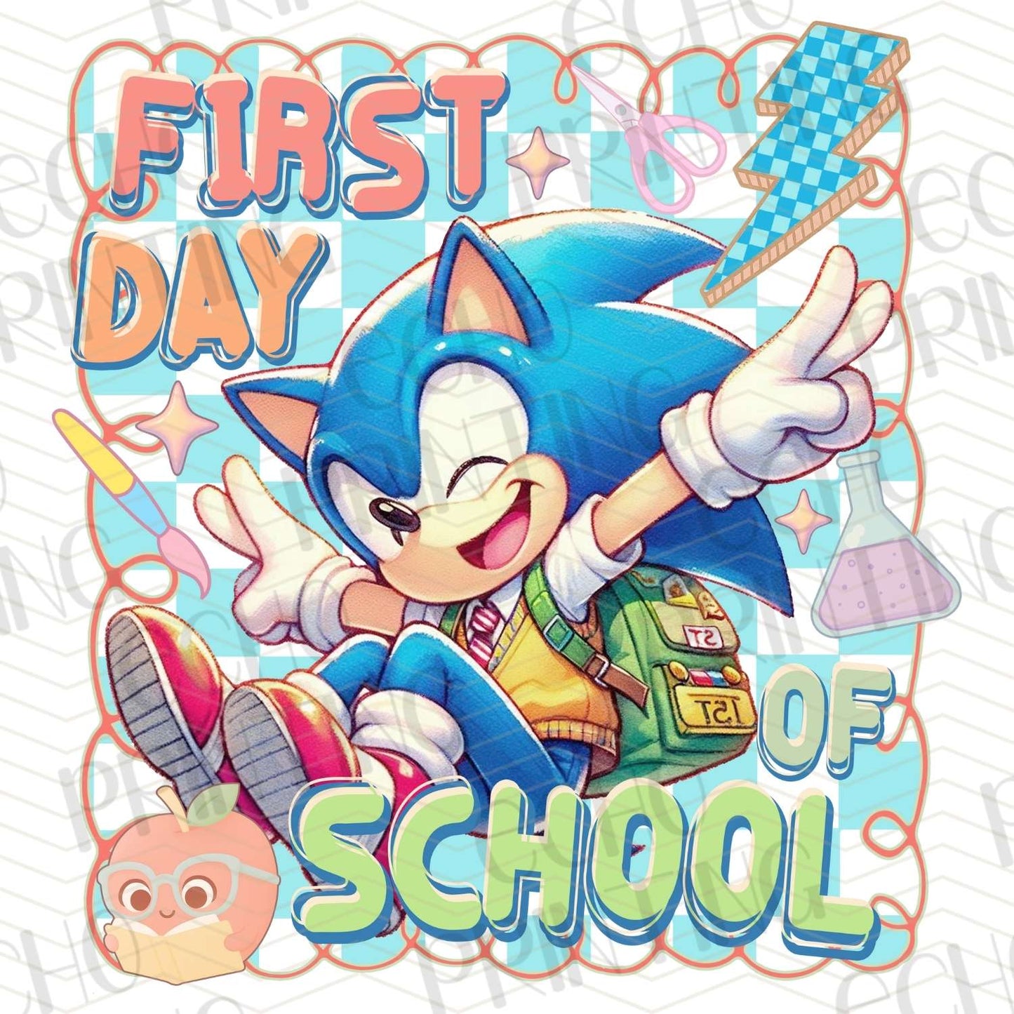 BTSG 183 - BLUE HEDGEHOG FIRST DAY OF SCHOOL BACKPACK