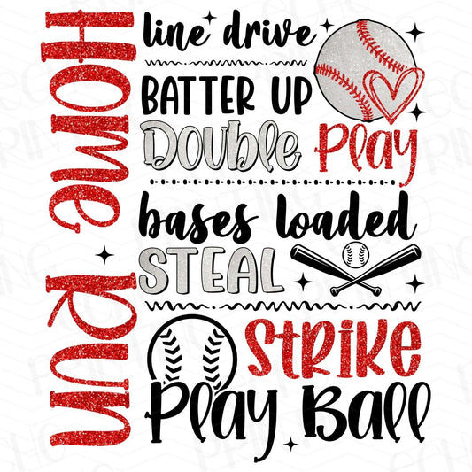 BSB 185 - BASEBALL WORD COLLAGE