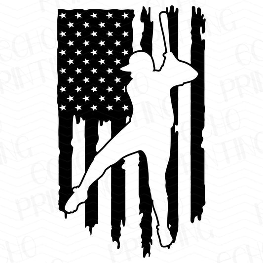 BSB 203 - BASEBALL FLAG WITH PLAYER SILHOUETTE