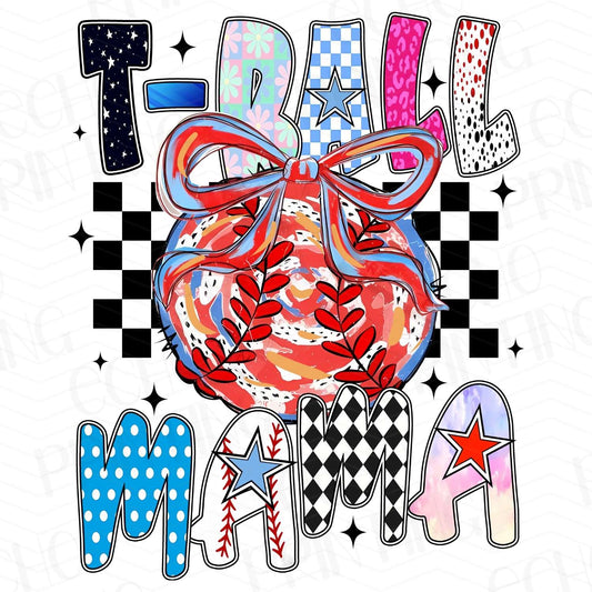 BSB 209 - T-BALL MAMA WITH RED AND BLUE BOW
