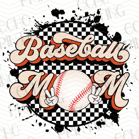 BSB 222 - BASEBALL MOM WITH CHECKERED BACKGROUND