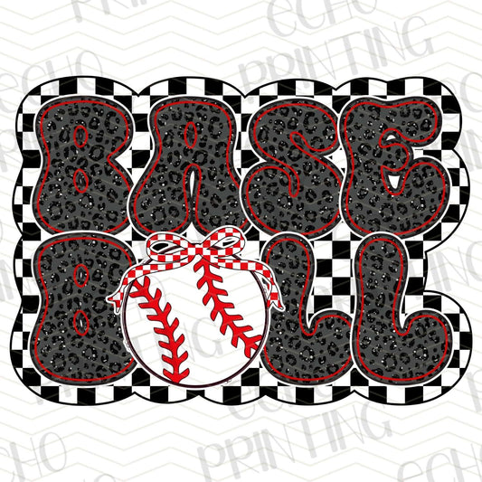 BSB 225 - BASEBALL TEXT WITH CHECKERED BACKDROP