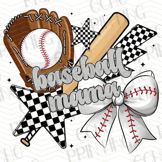 BSB 231 - BASEBALL MAMA WITH GLOVE AND STARS