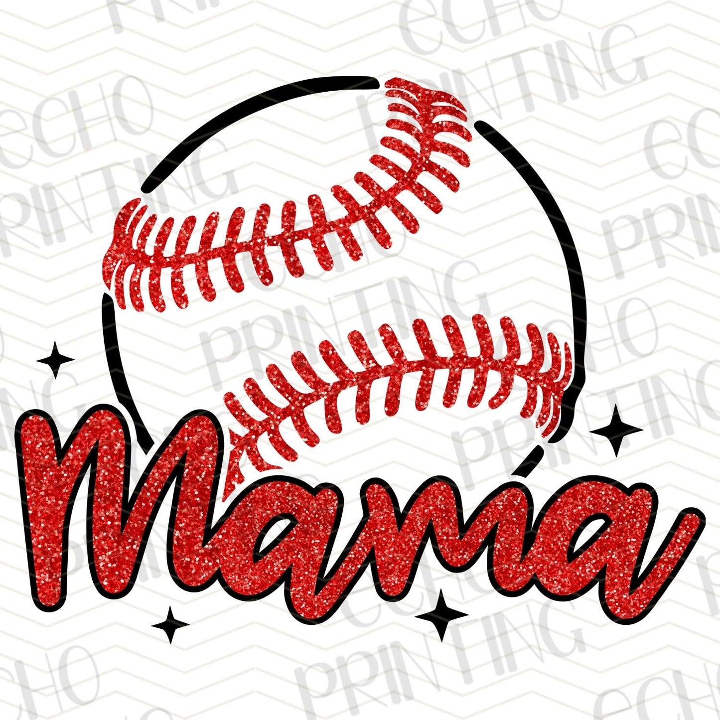 BSB 233 - RED SPARKLE MAMA BASEBALL