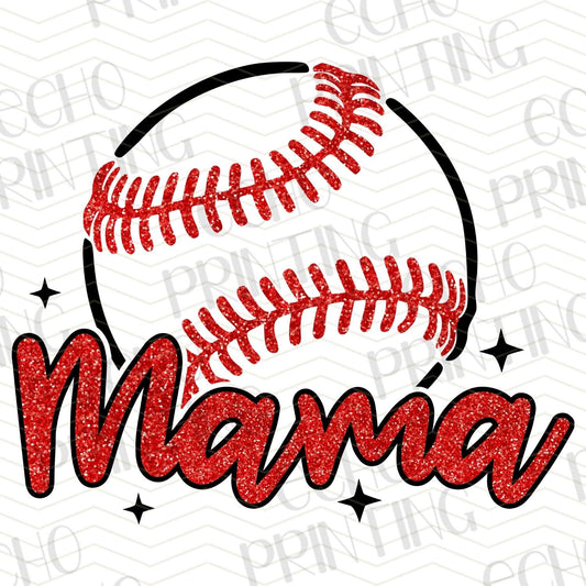 BSB 233 - RED SPARKLE MAMA BASEBALL