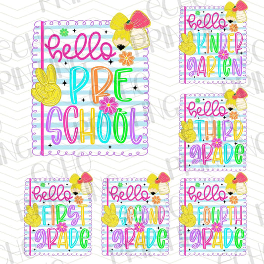 BTSG 233 - HELLO SCHOOL GRADE TAG SET PASTEL COLORS