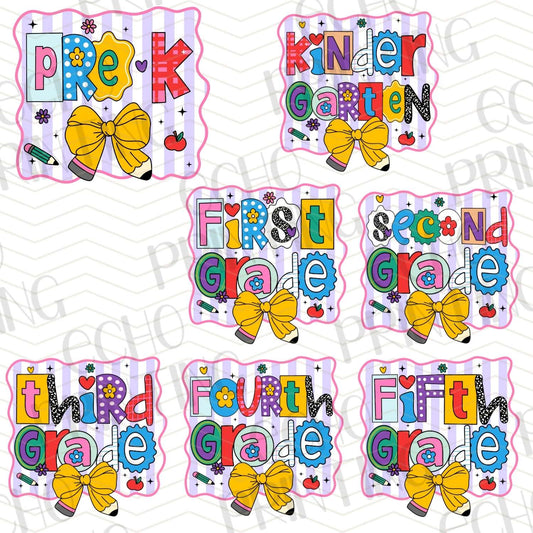 BTSG 234 - SCHOOL GRADE TAG SET WITH BOWS