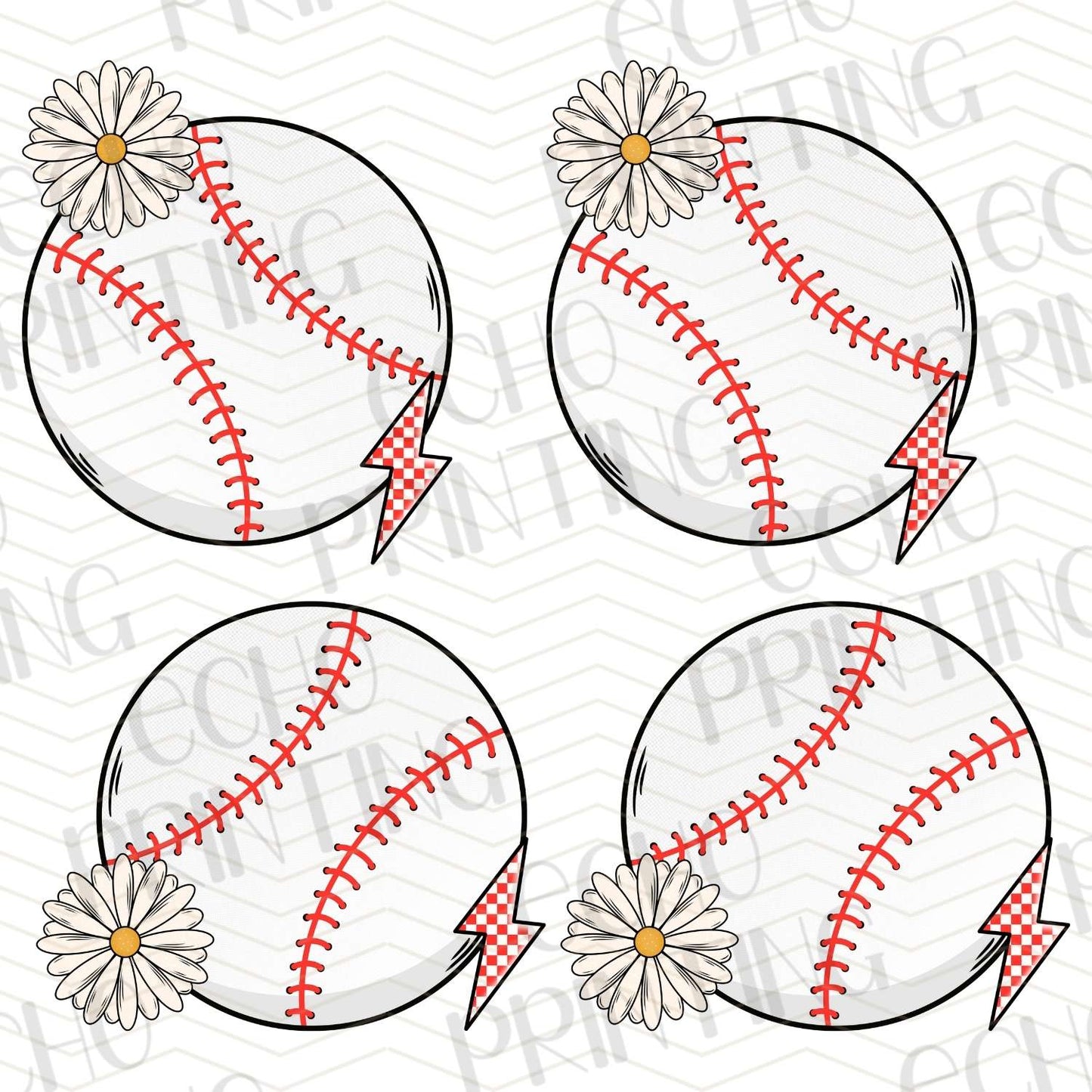 BSB 237 - BASEBALLS WITH FLOWERS AND STITCHES