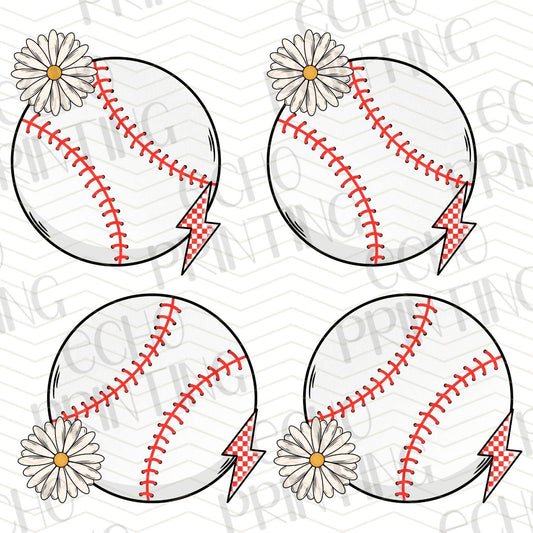 BSB 237 - BASEBALLS WITH FLOWERS AND STITCHES