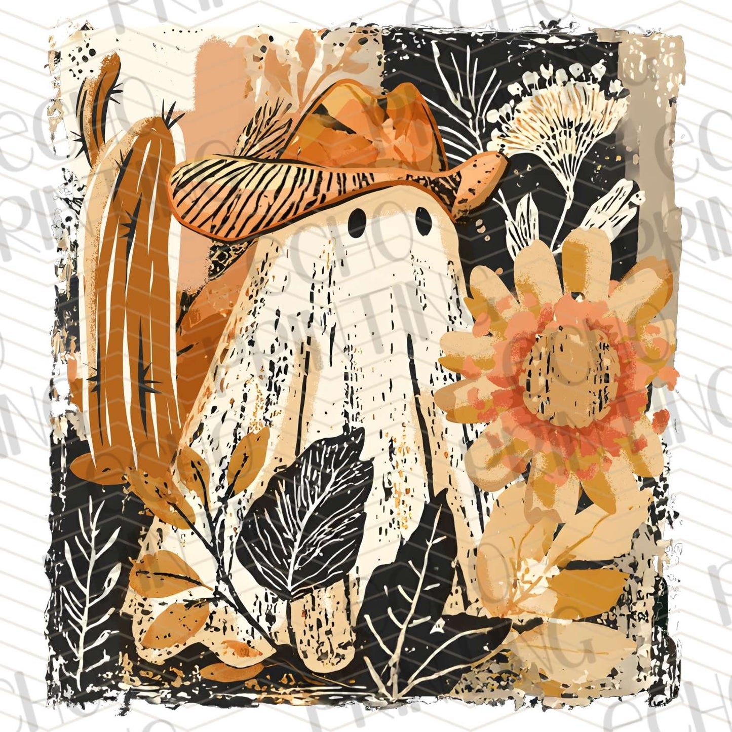 HLW 395 - CUTE GHOST WITH SUNFLOWER