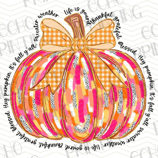 FLTK 351 – PLAID ORANGE PUMPKIN WITH SCRIPT TEXT