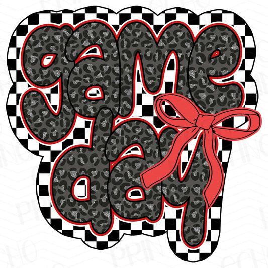 BSB 41 - LEOPARD CHECKERED GAME DAY WITH BOW