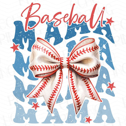 BSB 52 - BASEBALL MAMA WITH RED BOW AND STARS