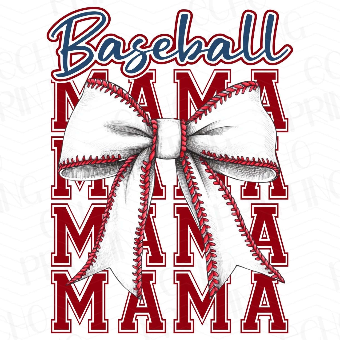 BSB 53 - BASEBALL MAMA STACKED TEXT RED WHITE