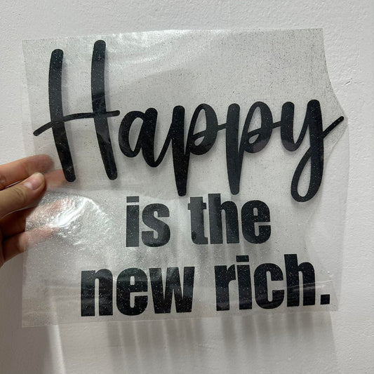 HAPPY IS THE NEW RICH - BLACK GLITTER VINYL | RTS 10" ADULT