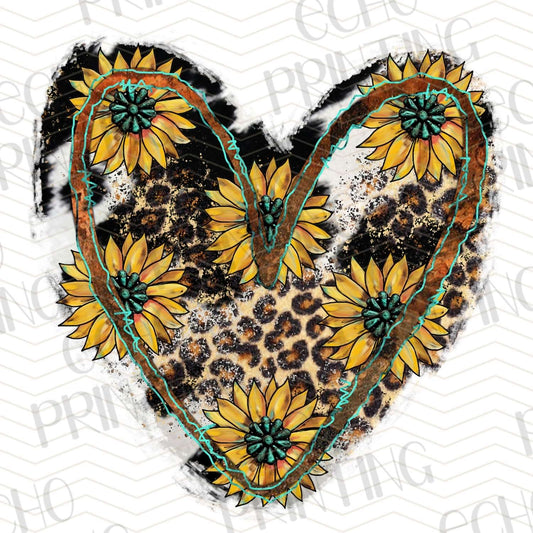WSTN 61 - LEOPARD HEART WITH SUNFLOWERS