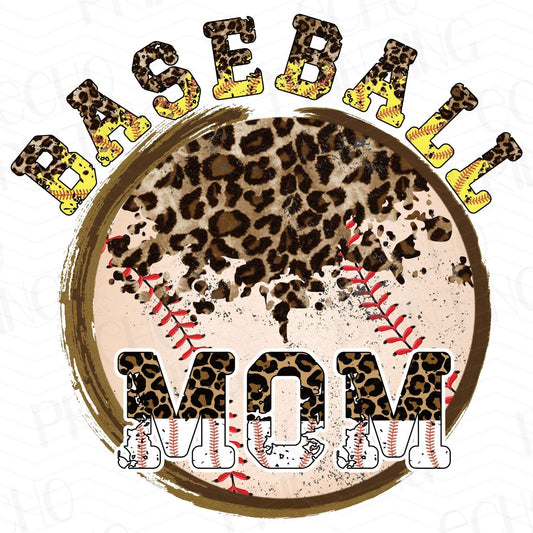 BSB 9 - LEOPARD BASEBALL MOM WITH STITCHED BALLS