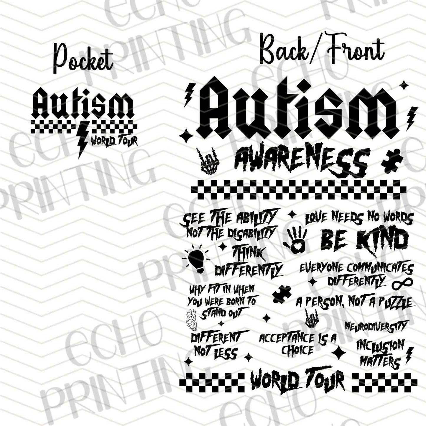 ATMSG 166 – AUTISM FACT TEXT | POCKET & BACK SOLD SEPERATELY