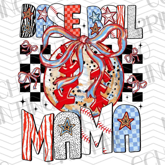 BSBG 112 - BASEBALL MAMA RED WHITE BLUE