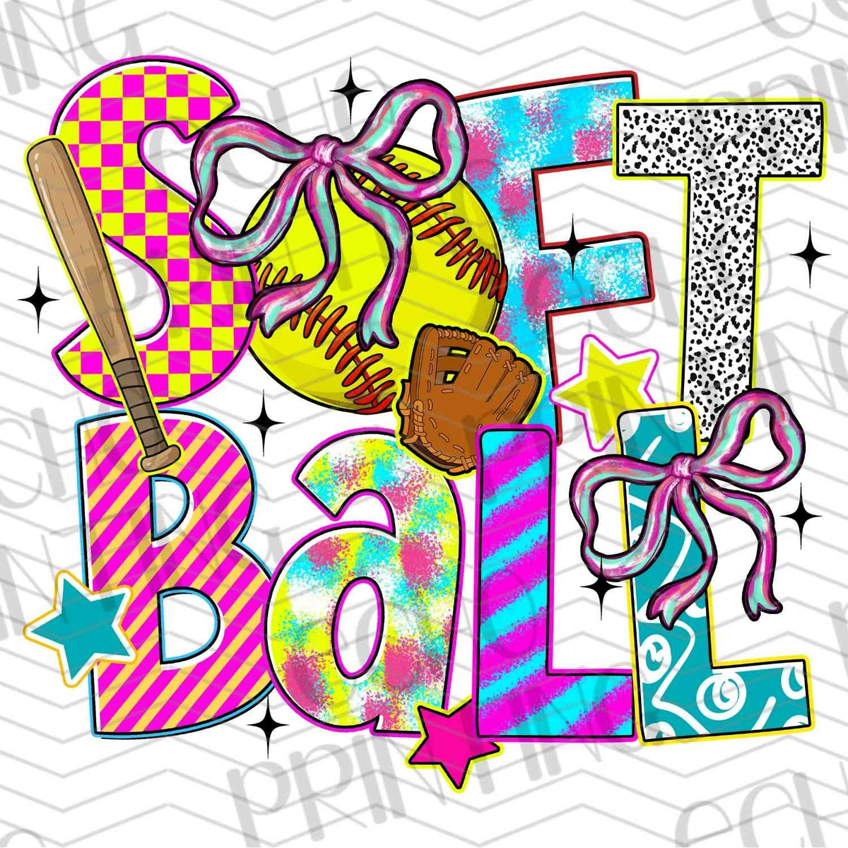 BSBG 115 - SOFTBALL COLOR POP BOWS