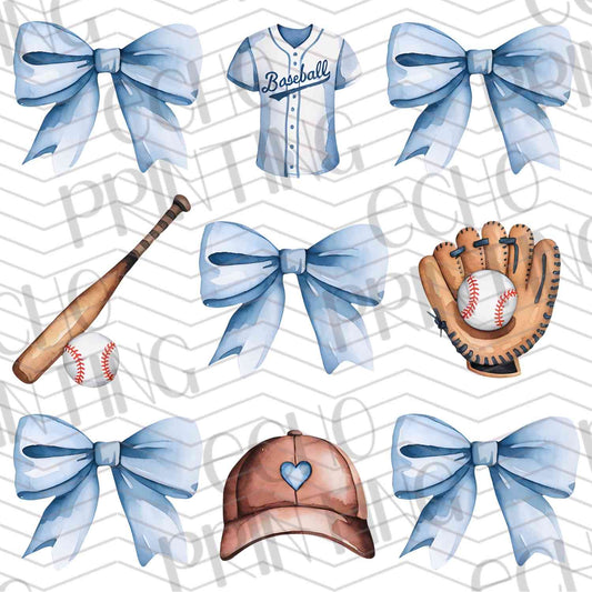 BSBG 128 - BLUE BASEBALL BOWS