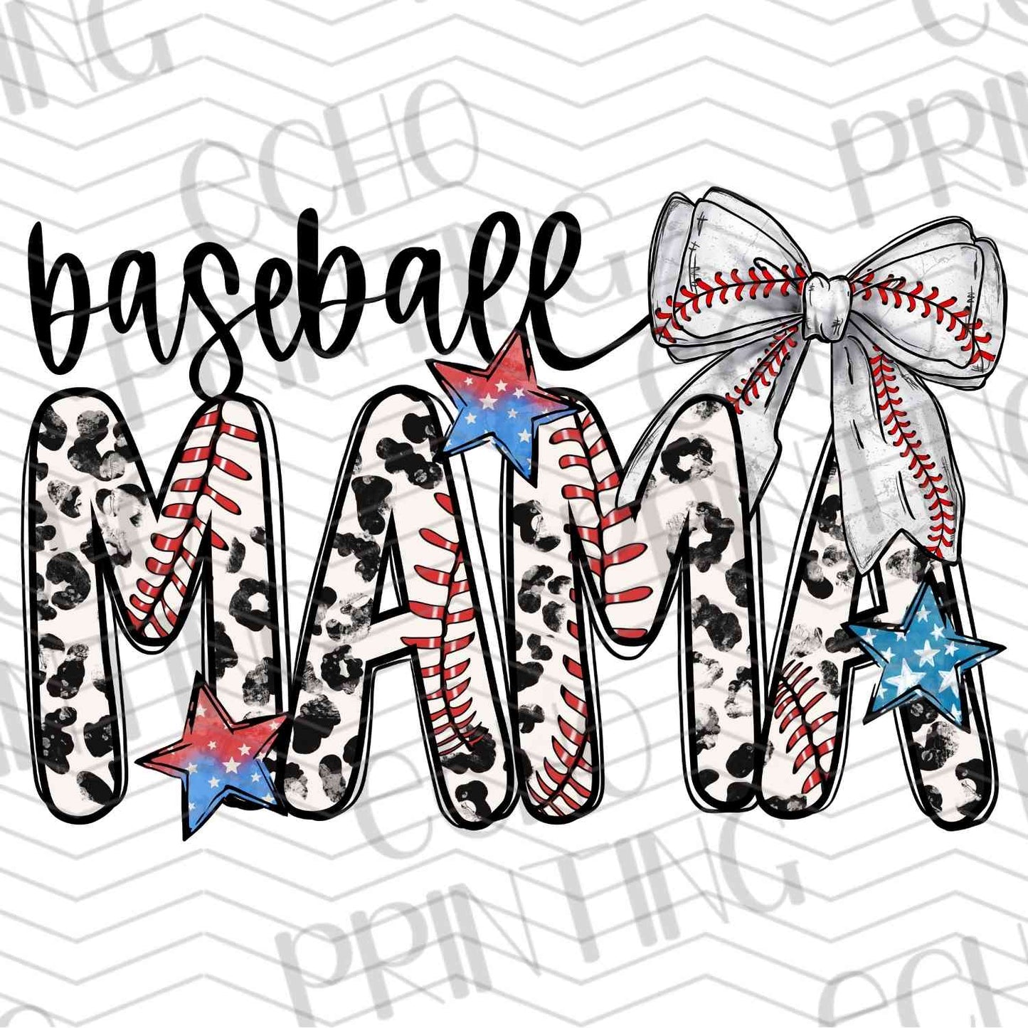 BSBG 12 - BASEBALL MAMA WITH CHEETAH AND BOW