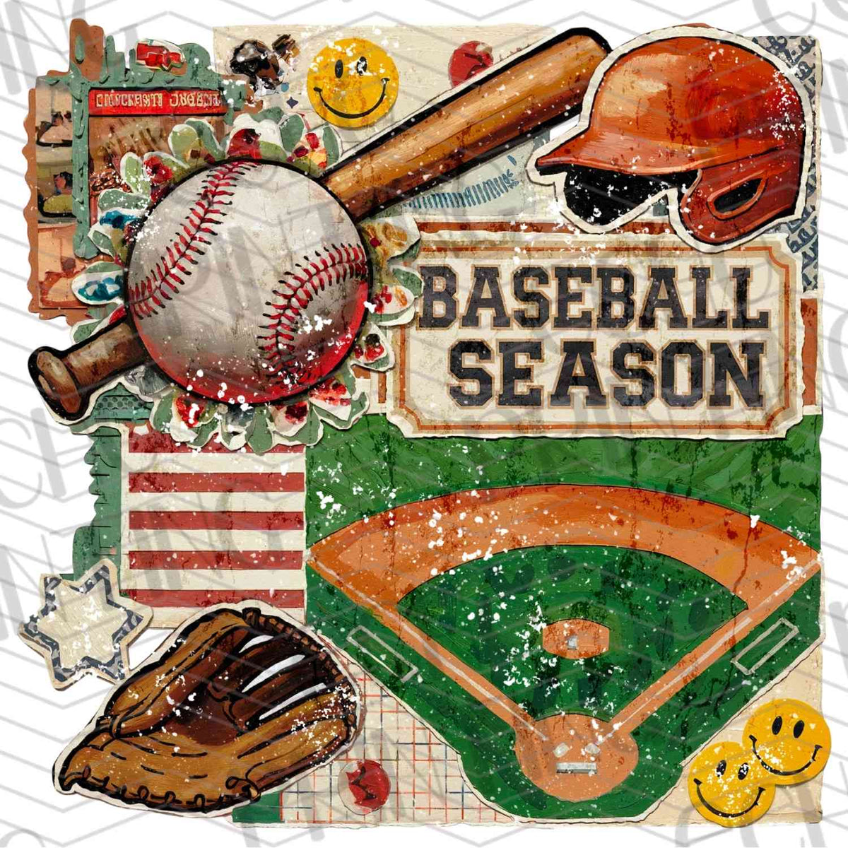 BSBG 14 - VINTAGE BASEBALL SEASON COLLAGE