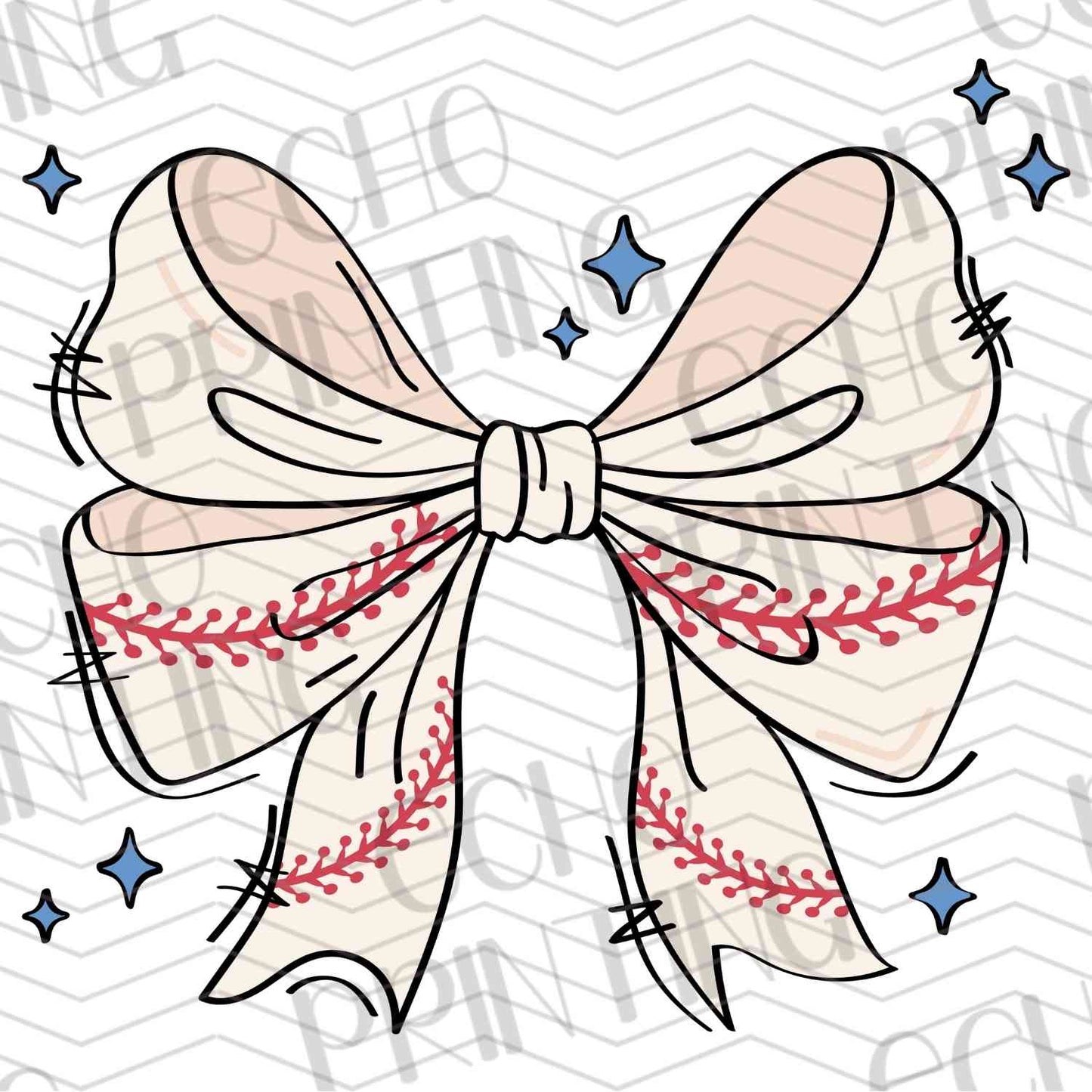 BSBG 154 - BASEBALL RIBBON BOW