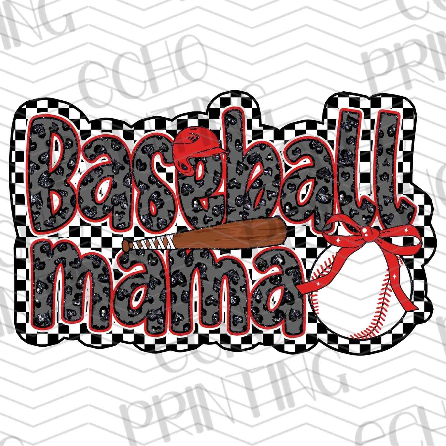 BSBG 163 - BASEBALL MAMA RED CHECK