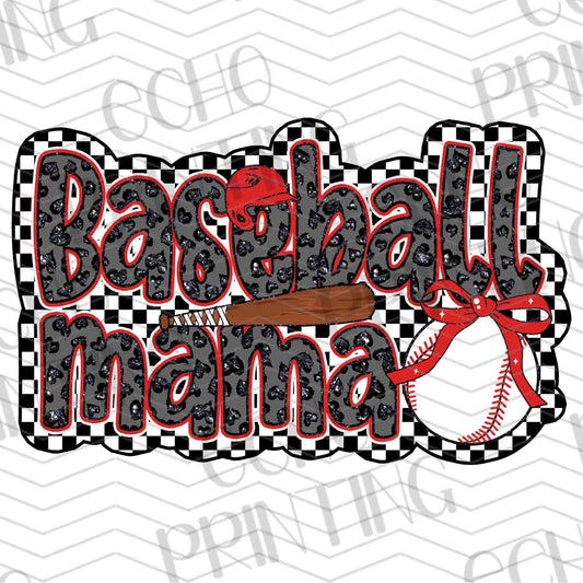 BSBG 163 - BASEBALL MAMA RED CHECK