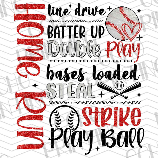 BSBG 185 - BASEBALL WORD COLLAGE
