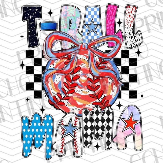 BSBG 209 - T-BALL MAMA WITH RED AND BLUE BOW