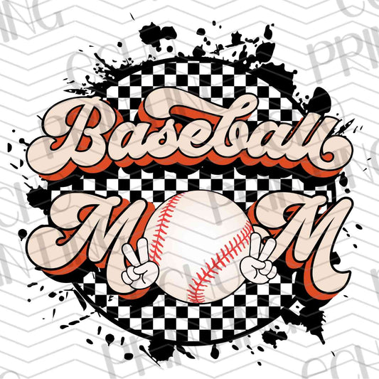 BSBG 222 - BASEBALL MOM WITH CHECKERED BACKGROUND