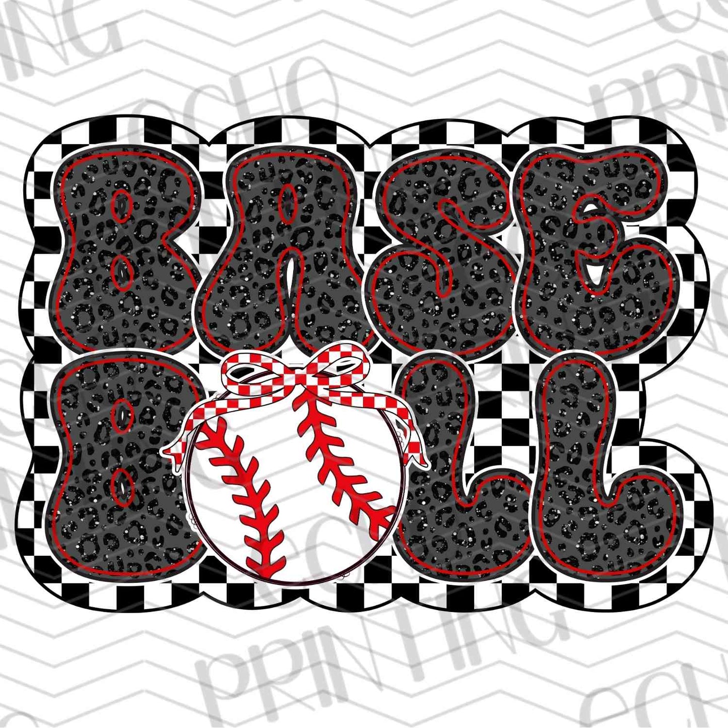 BSBG 225 - BASEBALL TEXT WITH CHECKERED BACKDROP