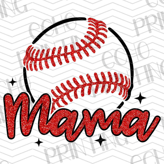 BSBG 233 - RED SPARKLE MAMA BASEBALL
