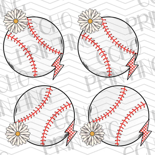 BSBG 237 - BASEBALLS WITH FLOWERS AND STITCHES