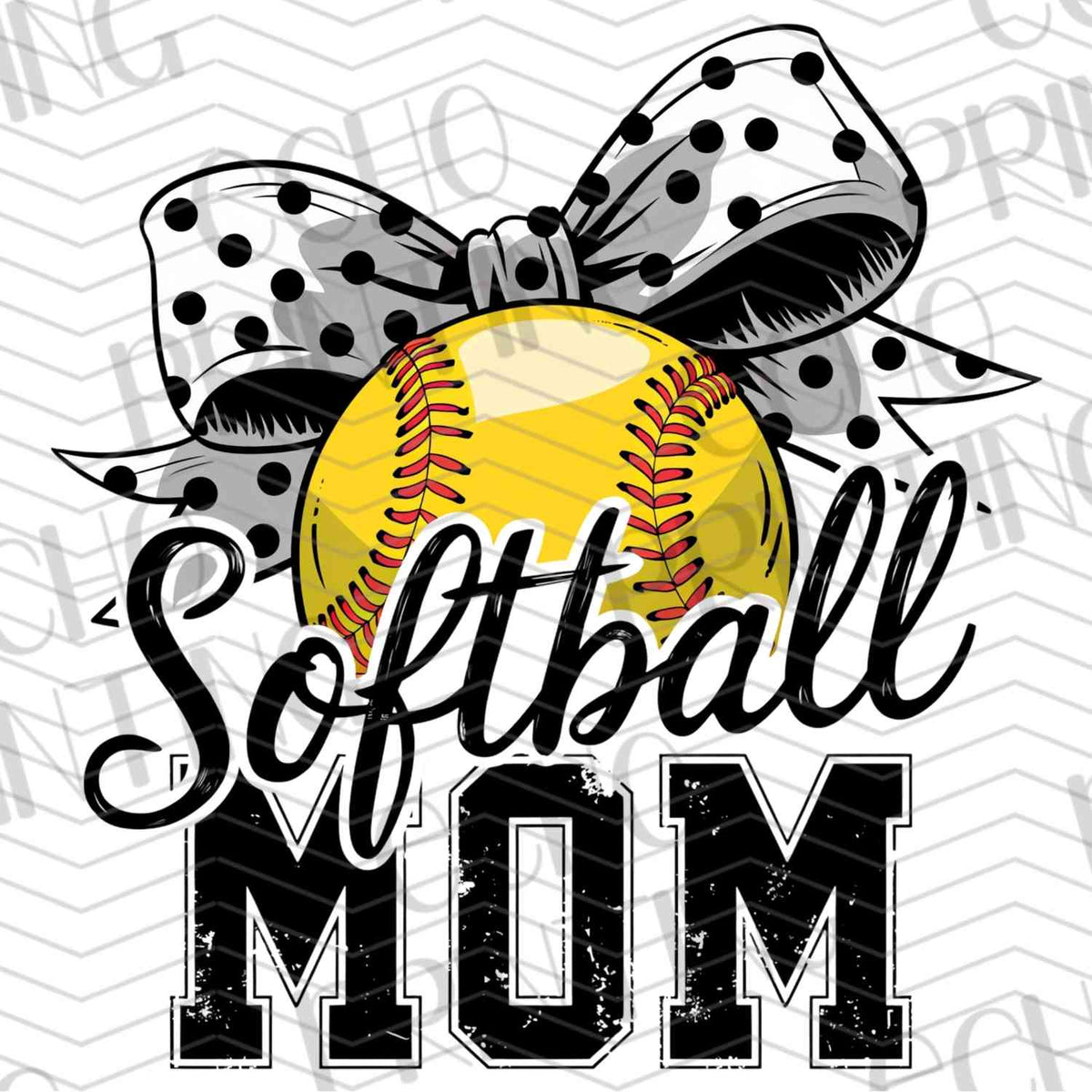 BSBG 240 - SOFTBALL MOM IN BLACK AND WHITE POLKA BOW