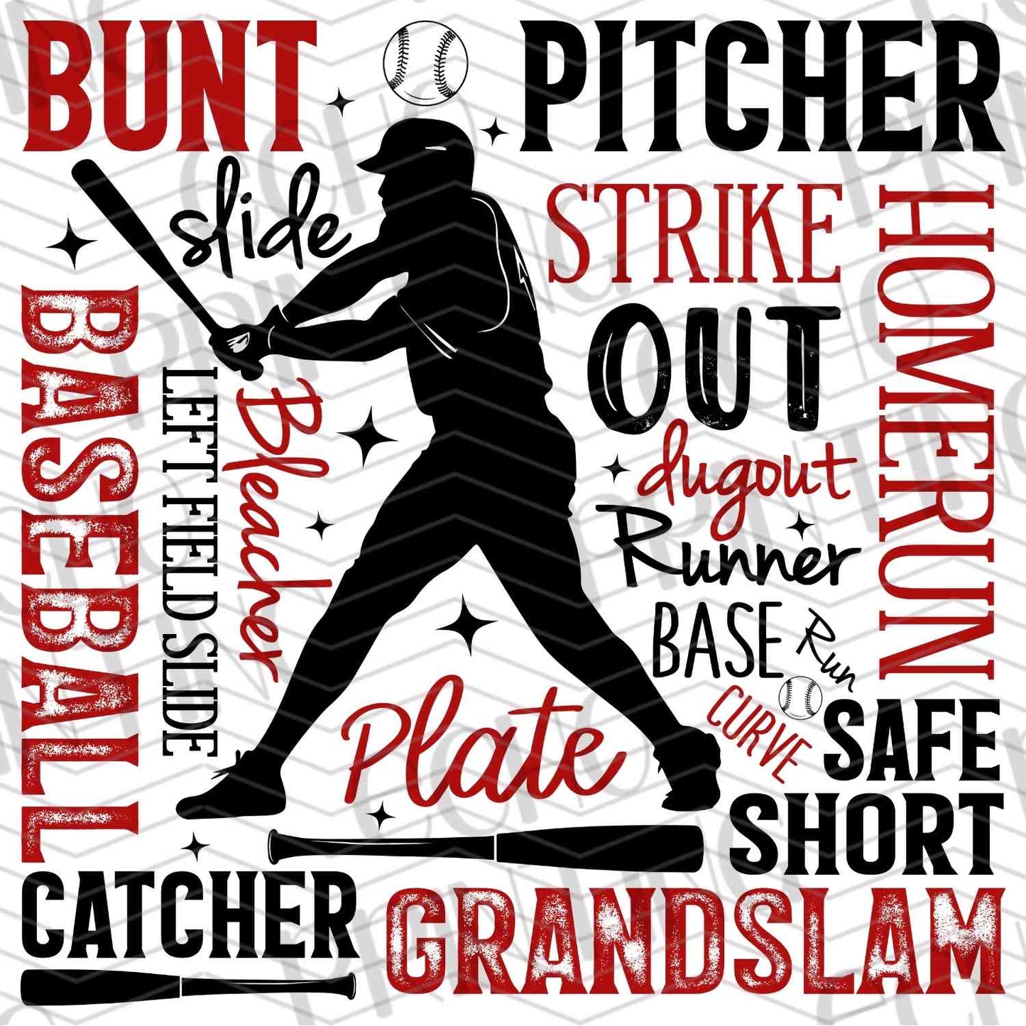 BSBG 30 - BASEBALL WORD COLLAGE