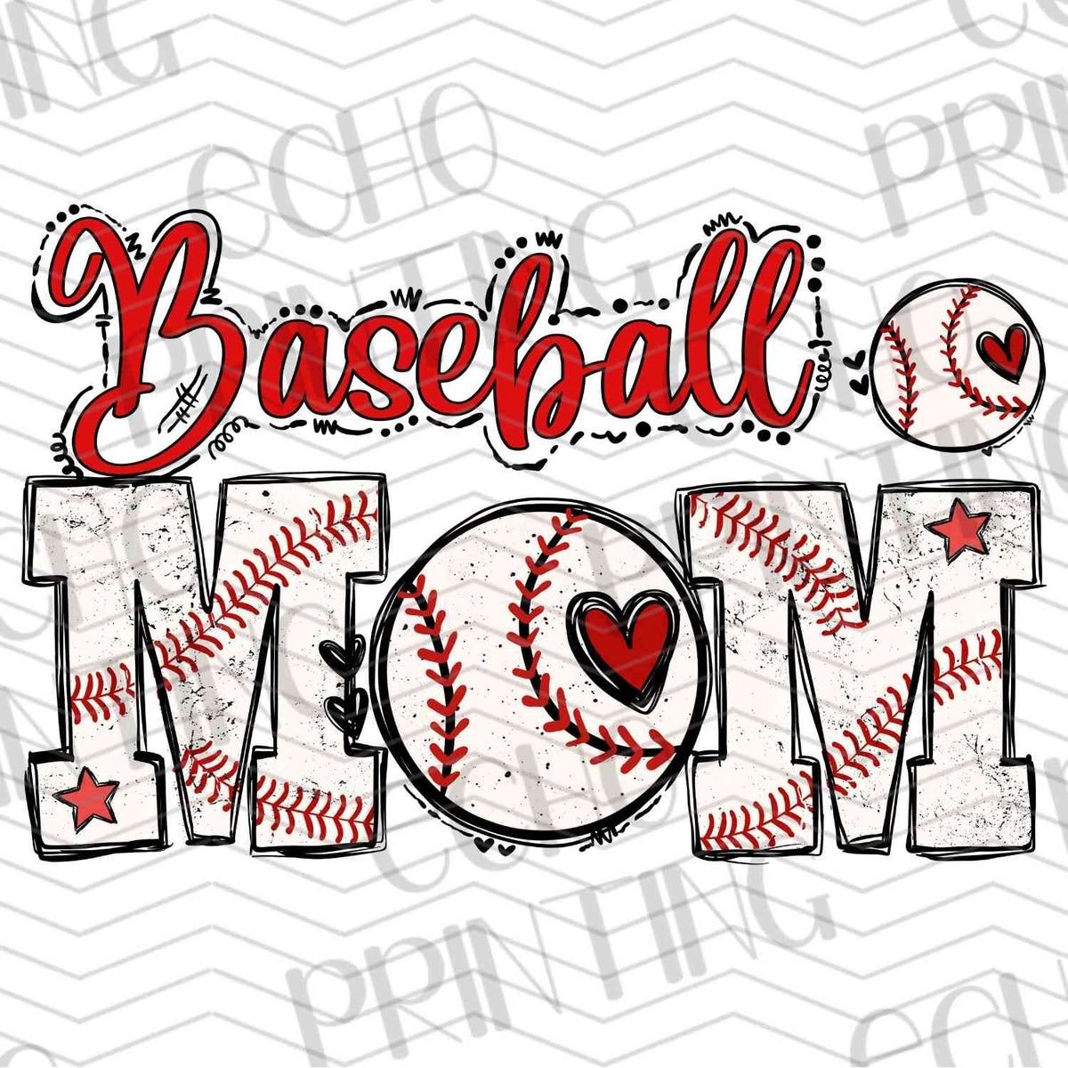 BSBG 36 - BASEBALL MOM WITH HEARTS AND LACES