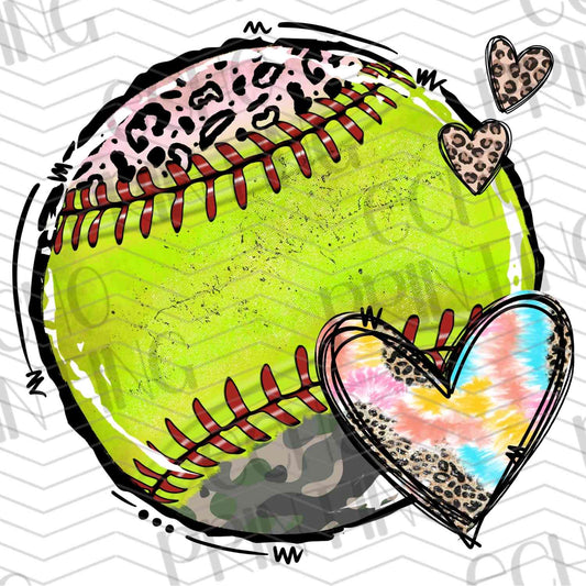 BSBG 93 – GREEN NEON BASEBALL WITH PATCHED HEARTS
