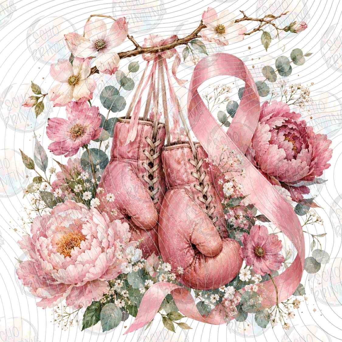 BSCRA 534 - PINK BOXING GLOVES FLORAL