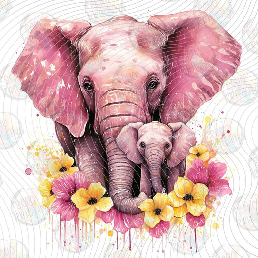 BSCRA 628 - PINK ELEPHANT FLORAL ART