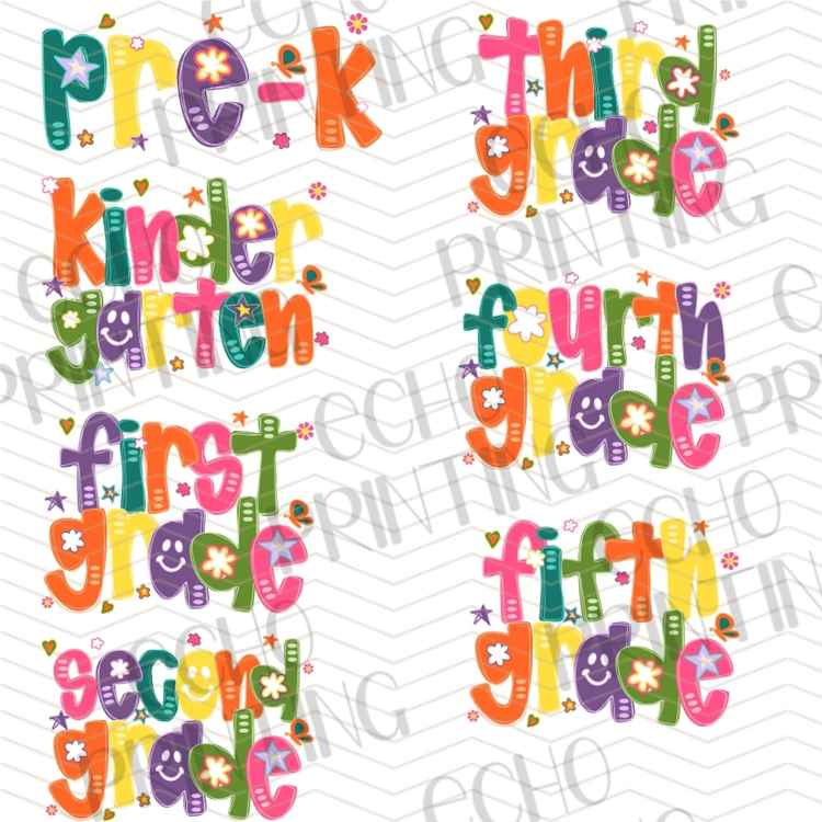 BTSG 241 - RETRO GRADE LEVEL SCHOOL LETTERING