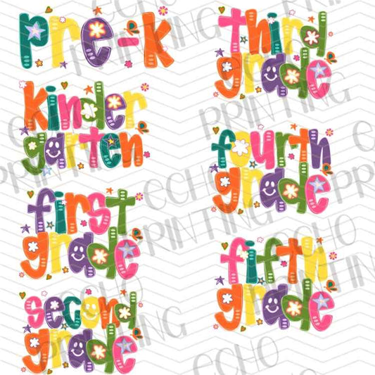 BTSG 241 - RETRO GRADE LEVEL SCHOOL LETTERING