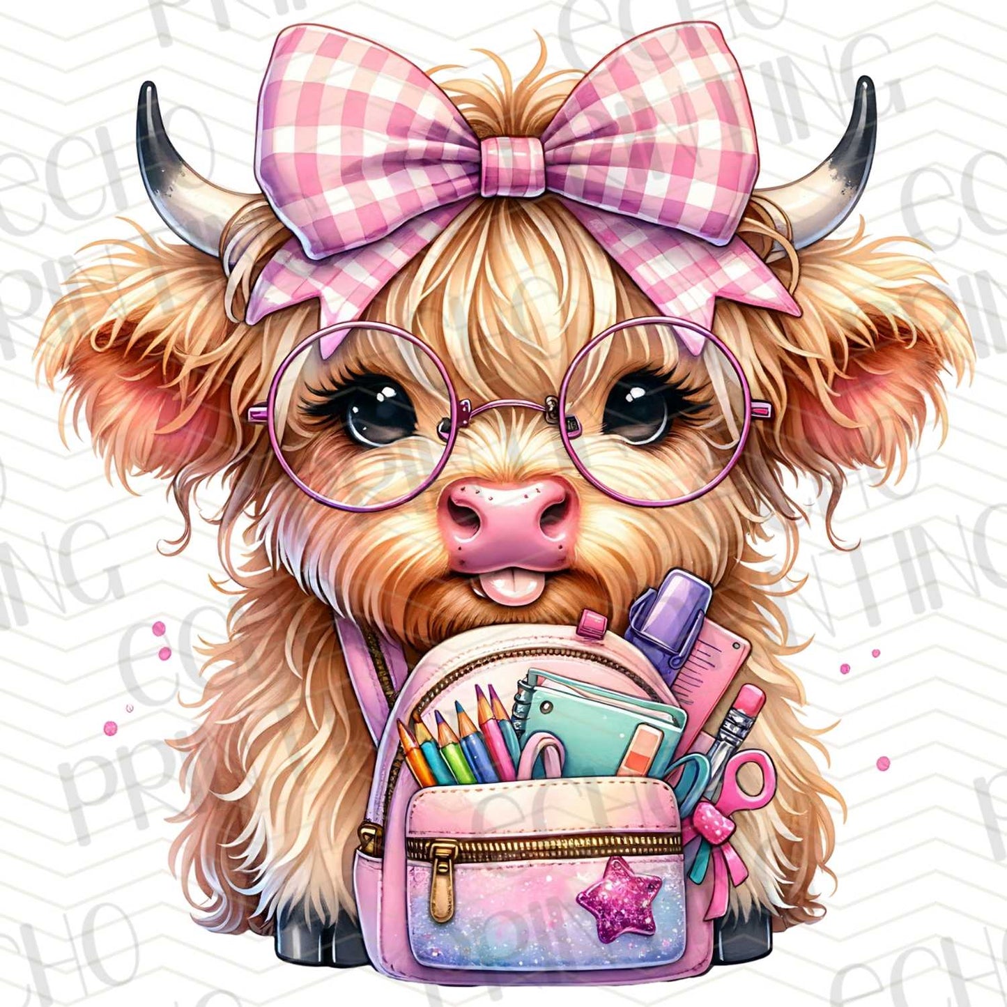 BTSG 24 - HIGHLAND COW READY FOR BACK TO SCHOOL