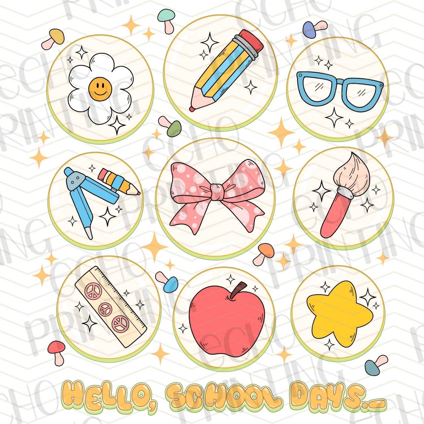 BTS 34 - HELLO SCHOOL DAYS ICONS SET WITH BOOKS AND APPLES