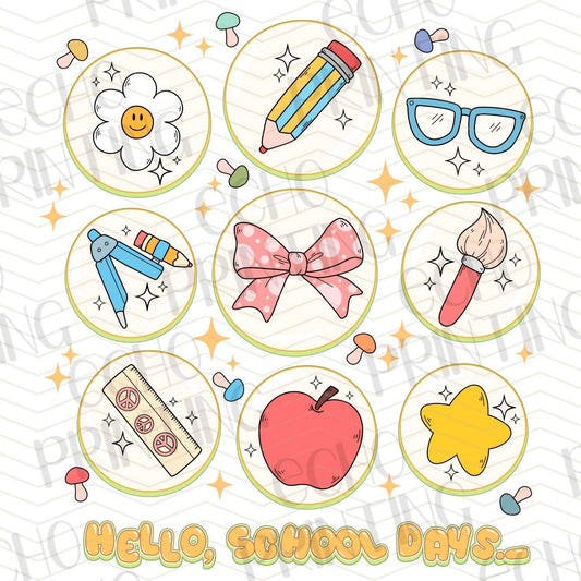 BTSG 34 - HELLO SCHOOL DAYS ICONS SET WITH BOOKS AND APPLES