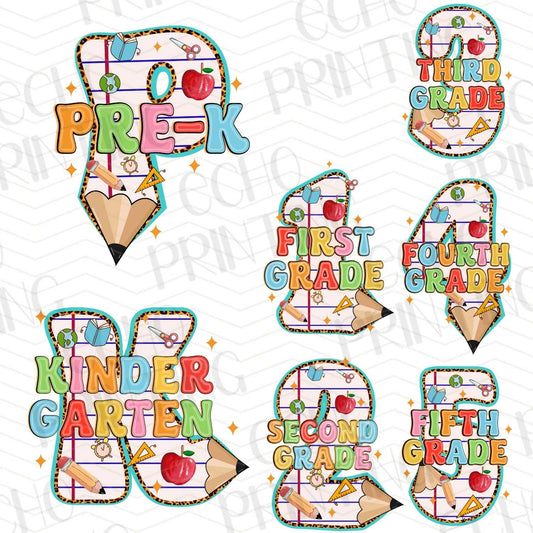 BTSG 51 – PENCIL STYLE GRADE LEVEL LETTER BACK TO SCHOOL