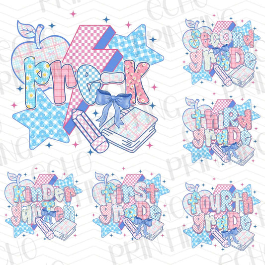 BTS 60 – STAR THEME PINK BLUE BACK TO SCHOOL GRADES