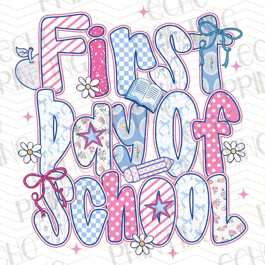 BTS 86 - FIRST SCHOOL DAY WITH PINK AND BLUE TEXT